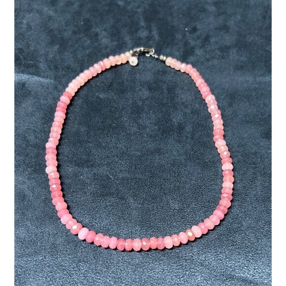 16"natural pink Rhodochrosite beaded necklace 925 tested - Picture 7 of 7